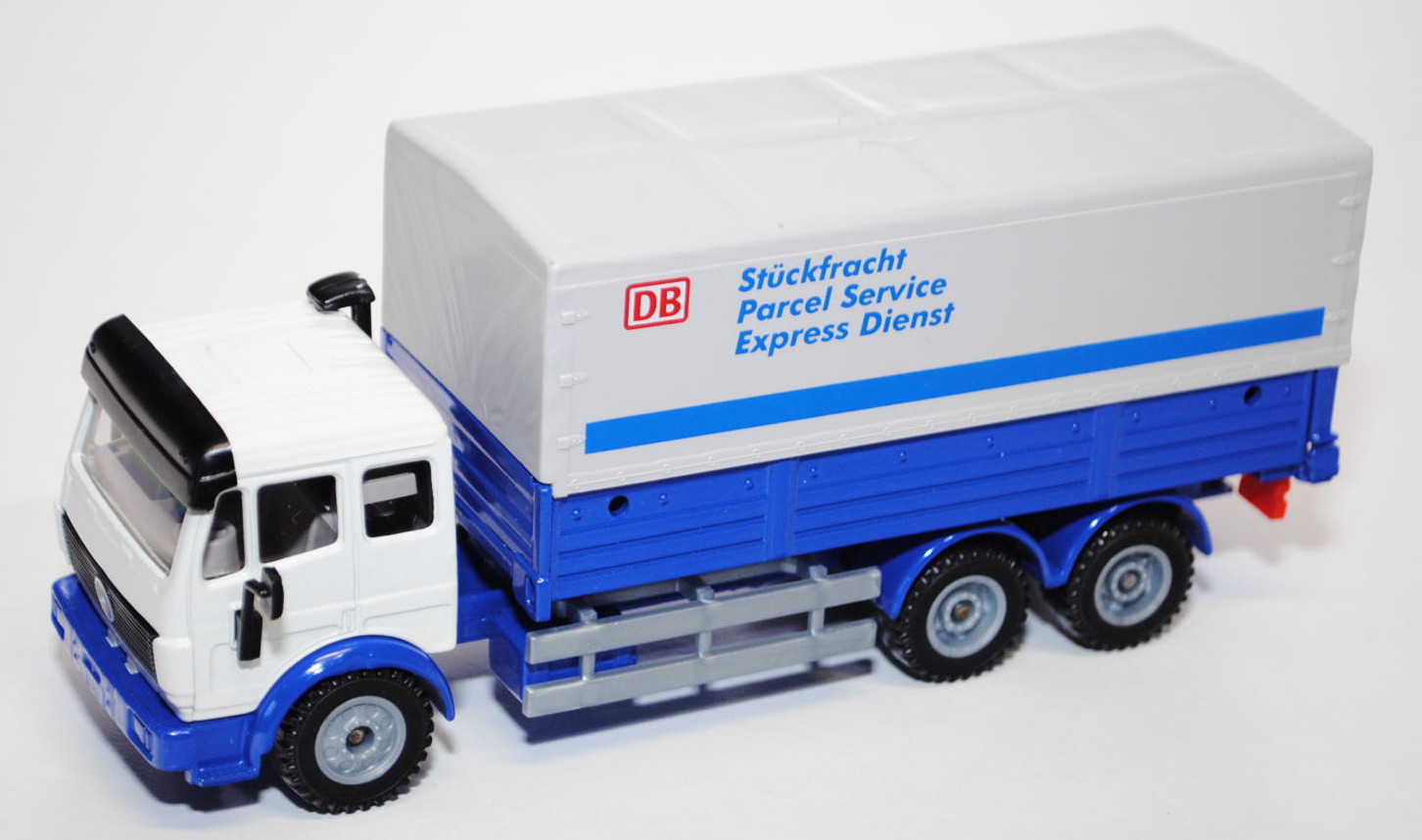 00000 Mercedes SK LKW mit Plane, weiß/blau, DB / Stückfracht / Parcel Service / Express, L15