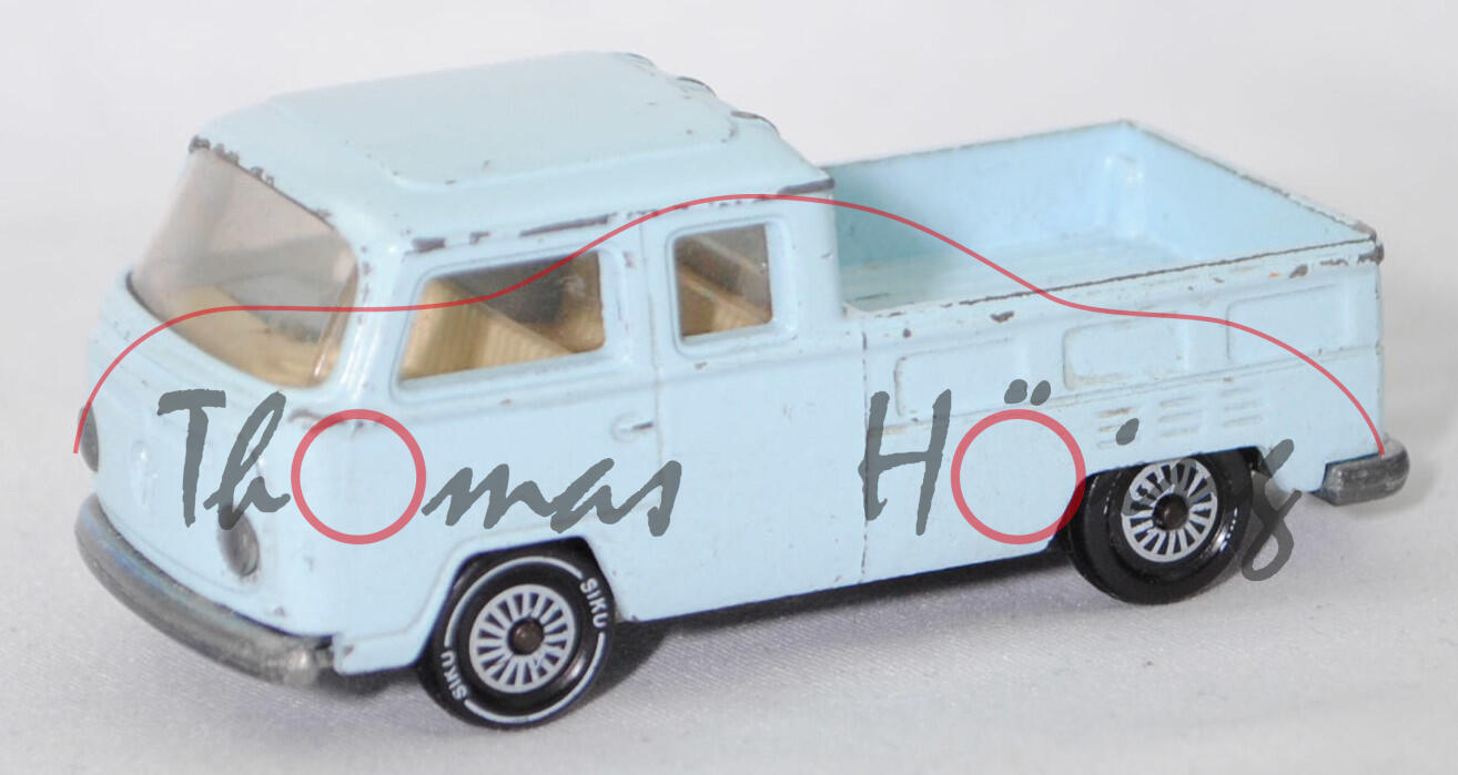 06401 HU VW Transporter T2 DoKa Pritschenwagen (Typ 2 Transporter 2 bzw. T2a/b, Modell 1971-1972), blass-lichtblau, SIKU Ungarn / Metchy, 1:60, m- (Limited Edition / HUNGARY SPECIAL)
