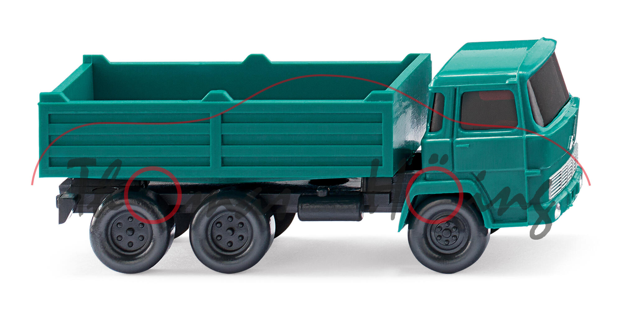 Magirus 135 D 11 FK (Mod. 66-68) Pritschenkipper, Fahrerhaus wasserblau, N-Spur, Wiking, 1:160, mb