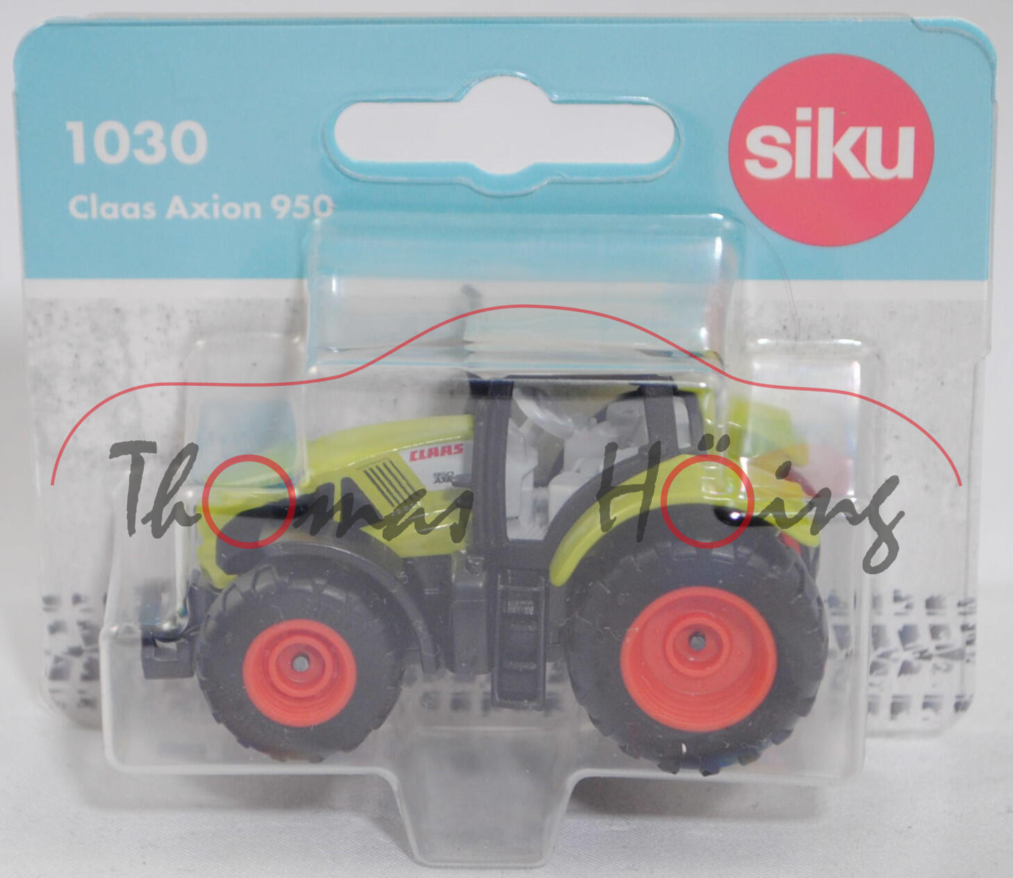 00002 CLAAS AXION 950 (Modell 2017-), claasgrün, CLAAS in verkehrsrot oben und 950 / AXION in silbergrau/schwarz unten hinten auf der Motorhaube, SIKU SUPER, 1:83, P29f