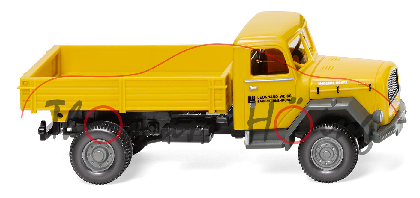 Magirus Saturn (Modell 1958-1964) Pritschenkipper, honiggelb, LEONHARD WEISS, Wiking, 1:87, mb