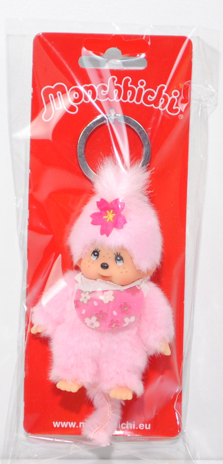 Monchhichi Cherry Blossom Key Chain Girl (Schlüsselanhänger Mädchen Kirschblüte pink), 10 cm