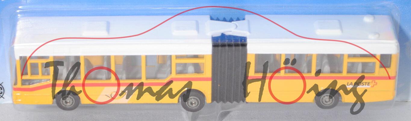 03900 CH MAN NG 312 Niederflurgelenkbus (Typ MAN A11, Modell 1995-1999), weiß/gelb,  LA POSTE, P28a
