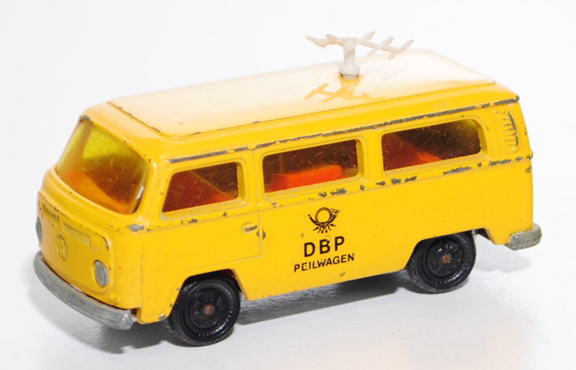 VW Bus (Typ T2b) Bundespost-Peilwagen, Modell 1972-1979, kadmiumgelb, innen rotorange, Lenkrad schwa