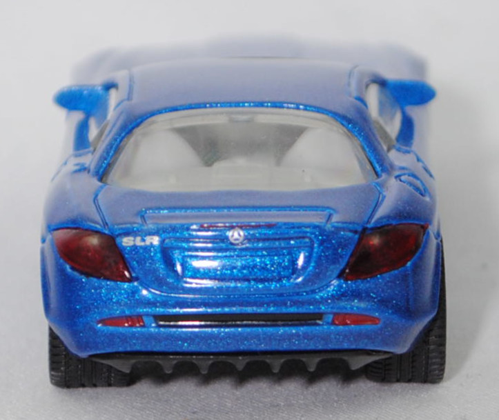 00002 Mercedes-Benz SLR McLaren (1. Generation, C 199, Modell 2004-2008), verkehrsblaumetallic, Bpr. 1004, B25a / B25b silbergrau, SIKU SUPER, 1:55, m