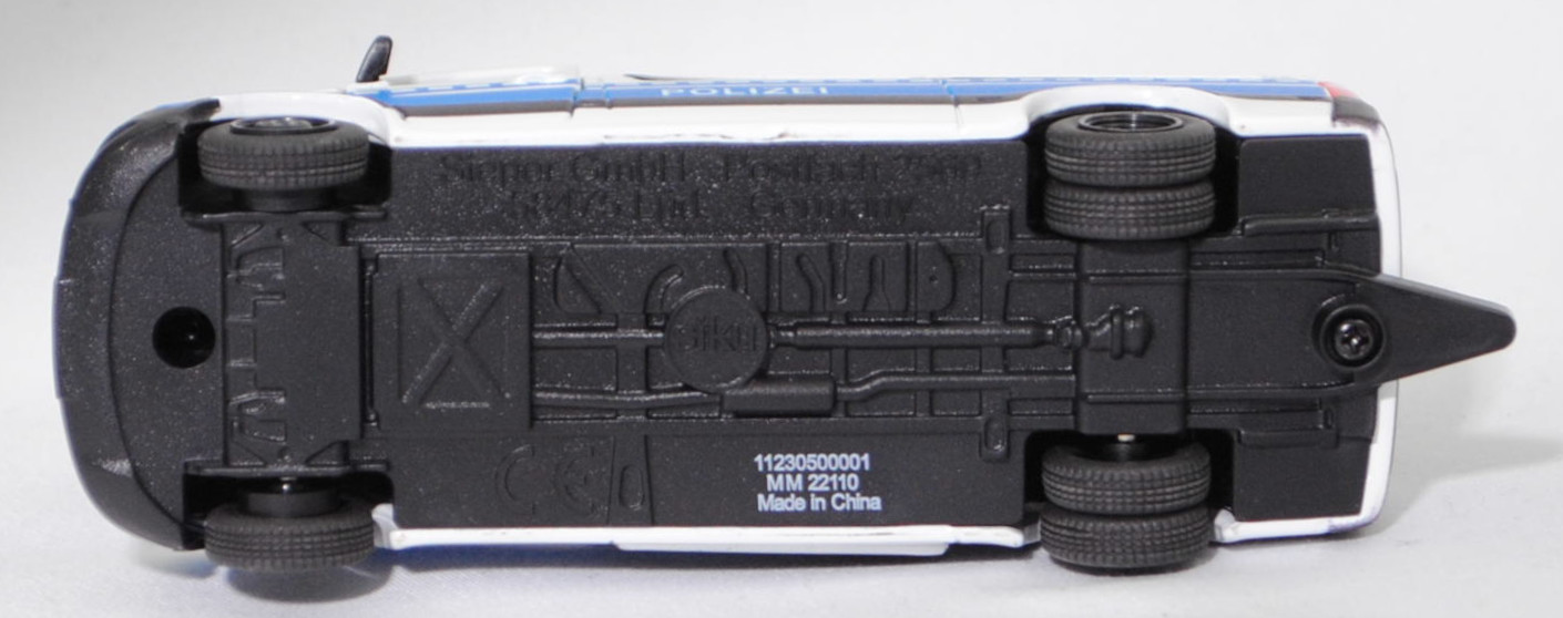 00001 Mercedes-Benz Sprinter III Tourer (W 907, Modell 2018-2021) 319 CDI L2 Bundespolizei Mannschaftswagen, reinweiß, POLIZEI mittig auf der Motorhaube, SIKU SUPER, 1:50, L17mpK