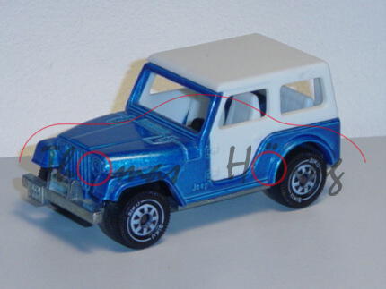 00008 Jeep CJ-5, Modell 1979-1983, verkehrsblaumetallic, IE weiß, Verdeck weiß, Germ, B5