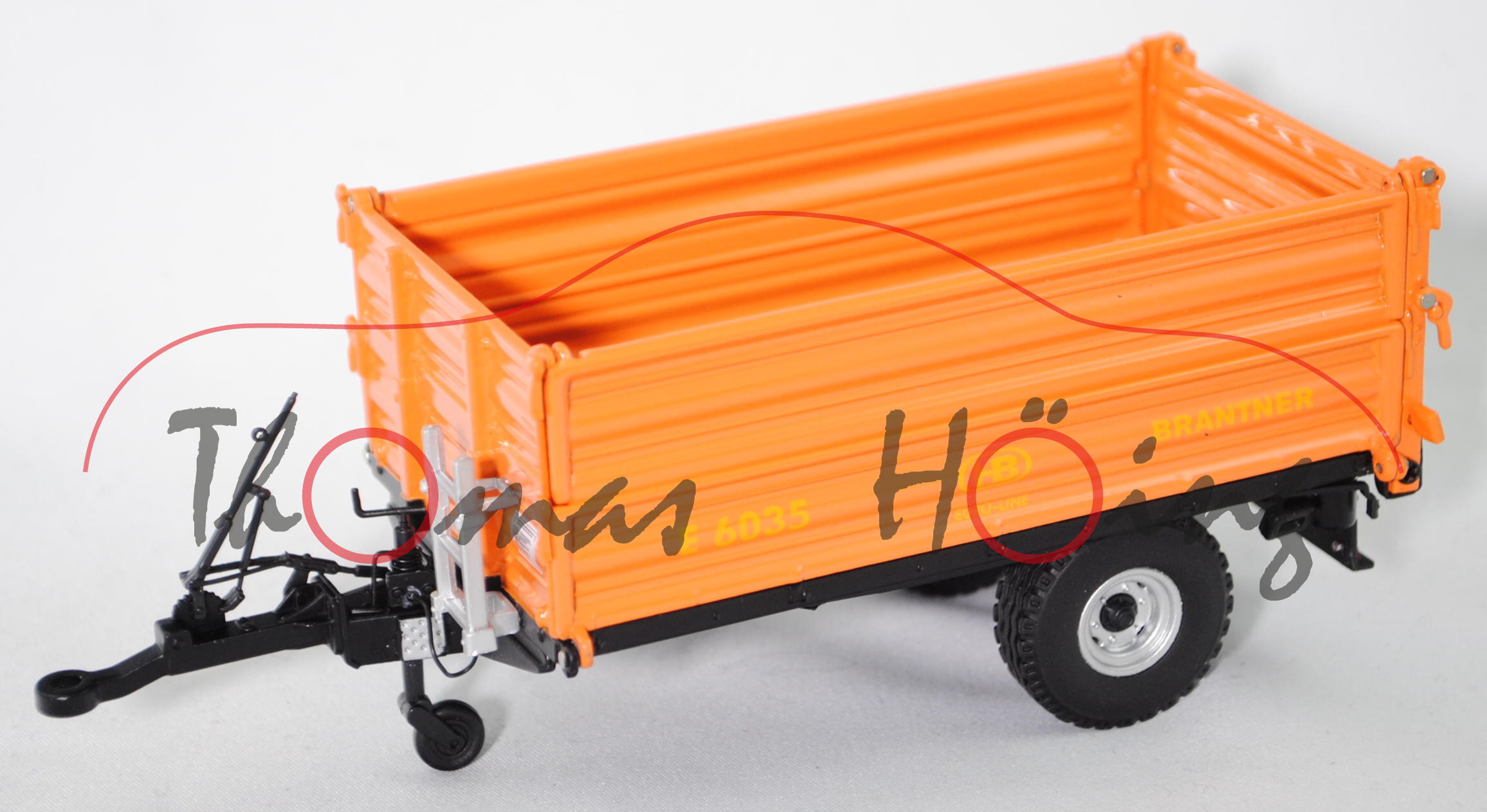 HB BRANTNER Einachs-Dreiseitenkipper E 6035 EURO-LINE, hell-pastellorange/mattschwarz, 1:32, Wiking