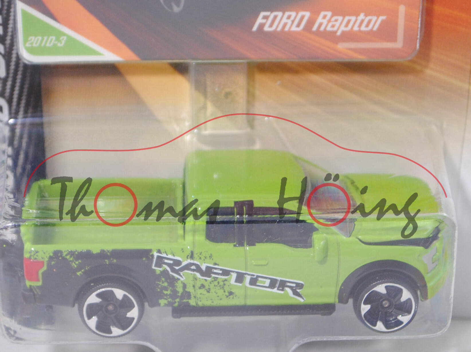 Ford F-150 Raptor SuperCab Race Truck (Modell 2014-), hell-maigrün/schwarz, majorette, 1:72, Blister