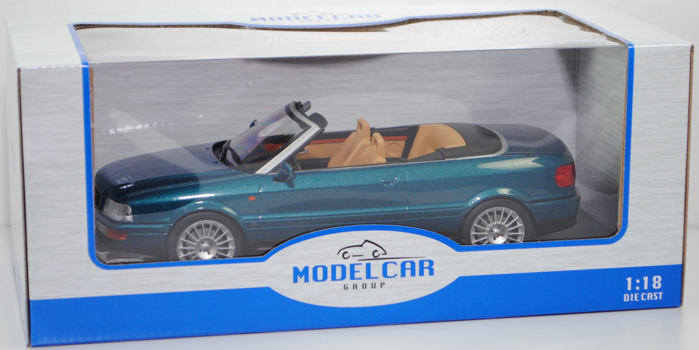 Audi Cabriolet 2.6 E (1. Generation, Typ 8G, VFL = Vorfacelift, Modell 1993-1997), gomera perleffekt (LZ6P), MODELCAR GROUP, 1:18, mb (Limited)
