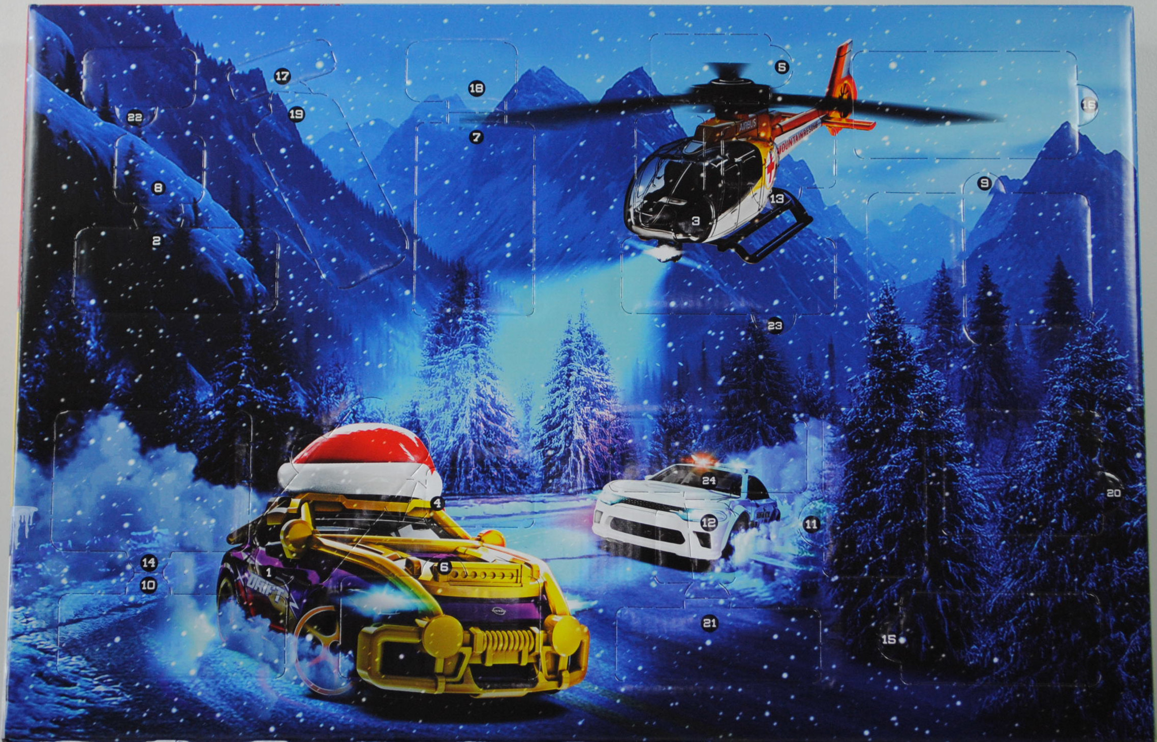 Adventskalender: Airbus + Audi + BMW + Dodge + Ford + Nissan + Volvo + VW, Beilage: 16 diverse Teile als Bodykit und Tuning-Zubehör, majorette, mb (Advent Calendar)