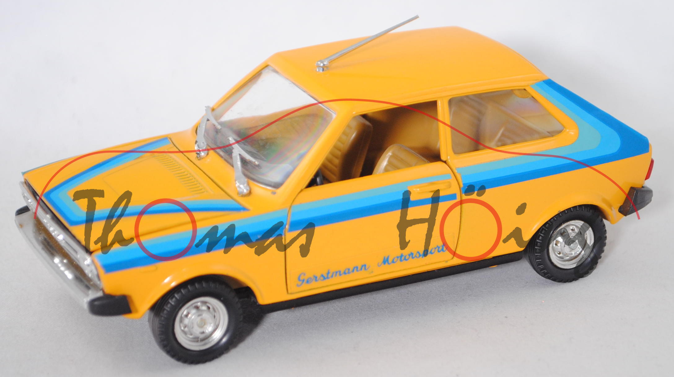 Audi 50 LS (Typ 86, Modell 1974-1978), hell-chromgelb, Gerstmann Motorsport, Polistil, 1:25, mb (m-)