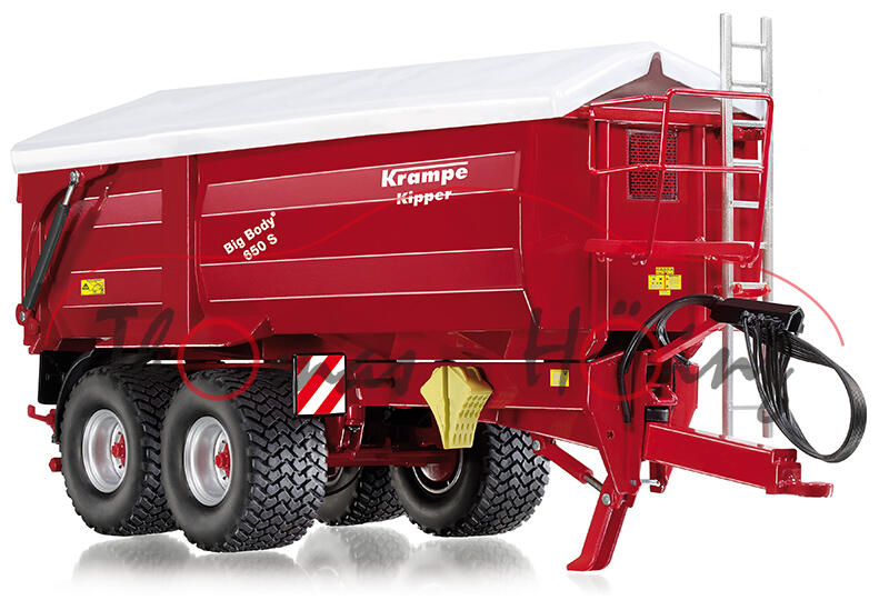 Krampe Big Body 650 S Hinter-/Seitenkipper mit Rollplane, rot, 1:32, Wiking, mb