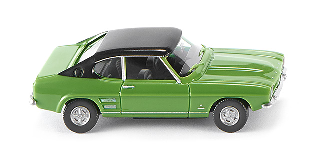 Ford Capri I (1. Generation, Typ Capri \'69, Modell 1968-1973, Baujahr 1969), gelbgrün, Dach schwarz