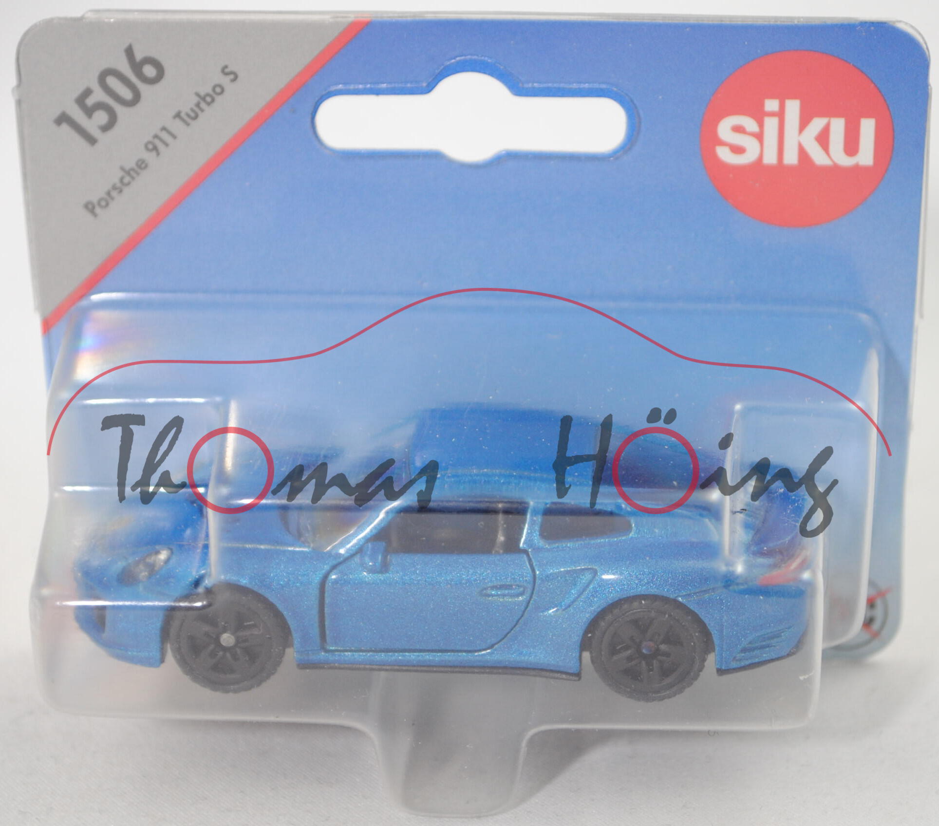 00000 2x Porsche 911 Turbo S (Typ 991.2, Mod. 2015-), blau, Autogramm Röhrl in schwarz+silber, P29e