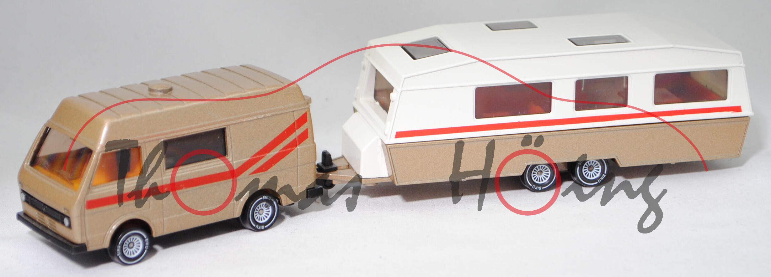 00007 VW LT 28 Camper mit Tabbert Kornett-Weekend 690 TM, hell-riedbraunmetallic, SIKU, L11a