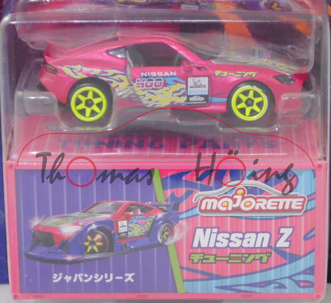 Nissan Z Performance (Typ RZ34, Mod. 22-), rotviolettmet., Beilage: Tuning-Teile, majorette, 1:58, mb