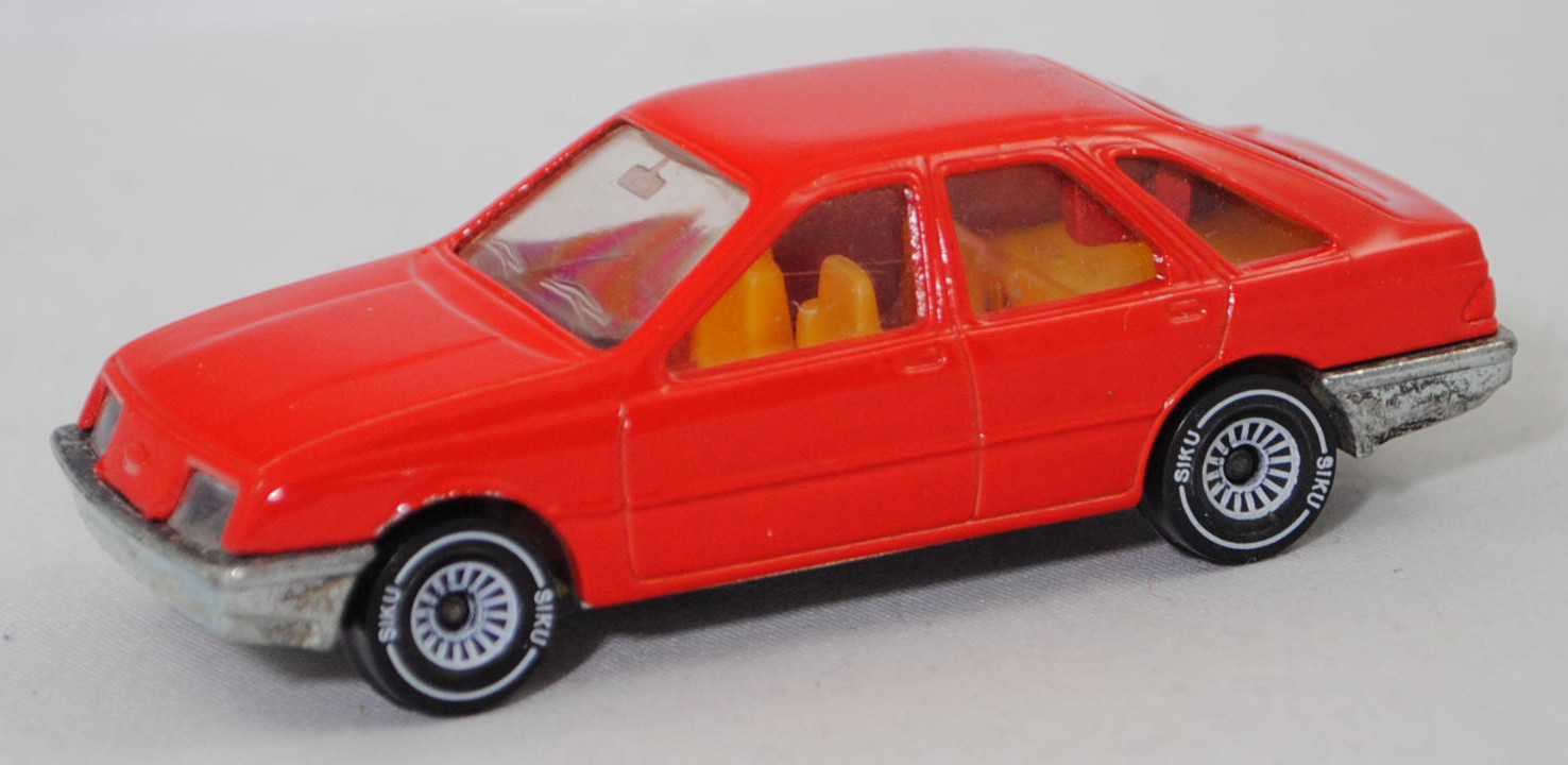 00000 Ford Sierra 2.3 Ghia (1. Generation, Typ Sierra '82 oder Mk1, GBC, Vorfacelift, Modell 1982-1984), hell-verkehrsrot, innen chromgelb, SIKU SUPER, 1:55, m-