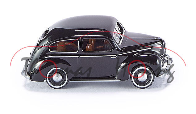 Ford Taunus G73A (Spitzname Buckeltaunus, Modell 1948-1952, Baujahr 1949), schwarz, Wiking, 1:87, mb