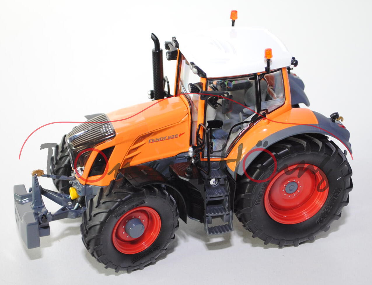 Fendt 828 Vario Kommunal, pastellorange/grau, mit Frontgewicht, 1:32, Wiking, Werbeschachtel (Limite