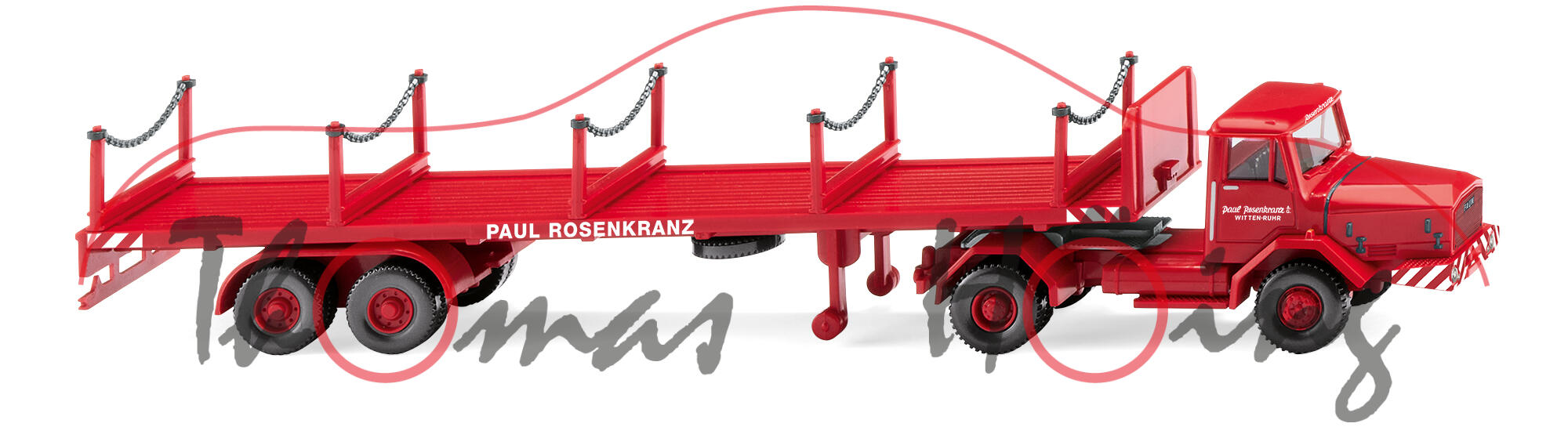 Faun F610/36Z (Modell 1967-1971) Rungensattelzug, rot, PAUL ROSENKRANZ, Wiking, 1:87, mb