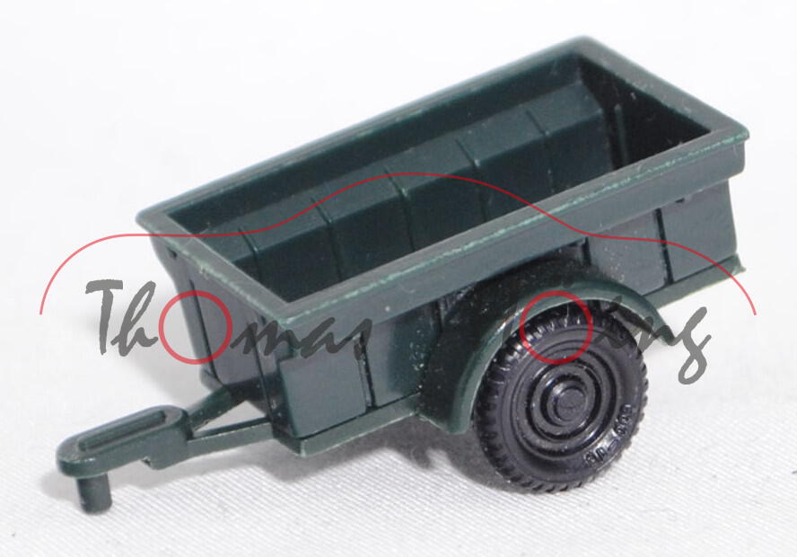 00000 1/4-to Jeep-Anhänger (Modell 1942-1945), schwarzgrün, Rückleuchten weg, Siku Plastik