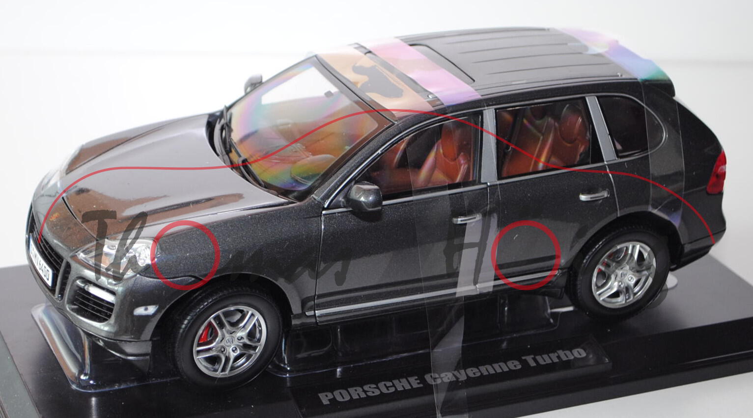 Porsche Cayenne Turbo, Modell 2007-2010, meteorgraumetallic, 1:18, Norev, mb