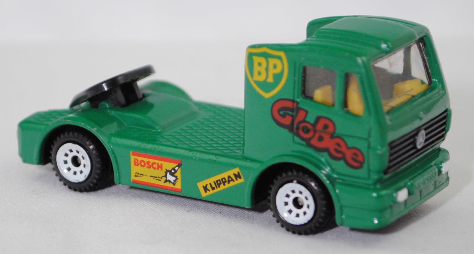 00002 Mercedes-Benz 1450 S (Modell 1989-1993) Renntruck (Truck-Racing-Europameisterschaft, Klasse C), türkisgrün, GloBee / BP / KLIPPAN / BOSCH, Bpr. 1018, C1 weiß, SIKU SUPER, 1:83, m-