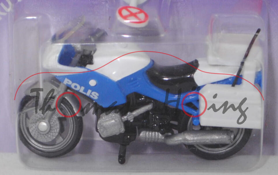 03000 S BMW R 1100 RS 93 (1. Generation, Modell 1993-2001) Polizei-Motorrad, reinweiß/verkehrsblau, POLIS, SIKU, 1:31, P27