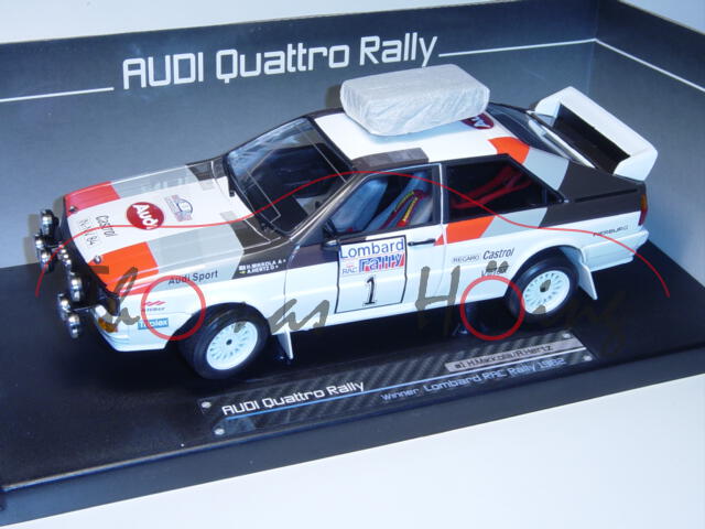 Audi Quattro, weiß, Lombard Rallye RAC 1982, Nr. 1, Mikkola / Hertz, Sun Star, 1:18, limited edition