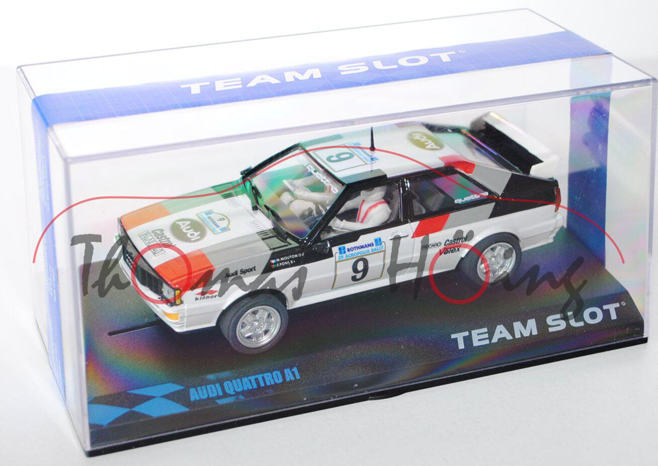 Audi Quattro, weiß, Acropolis Rallye 1982, Mouton/Pons, Nr. 9, TEAM SLOT, 1:32, mb