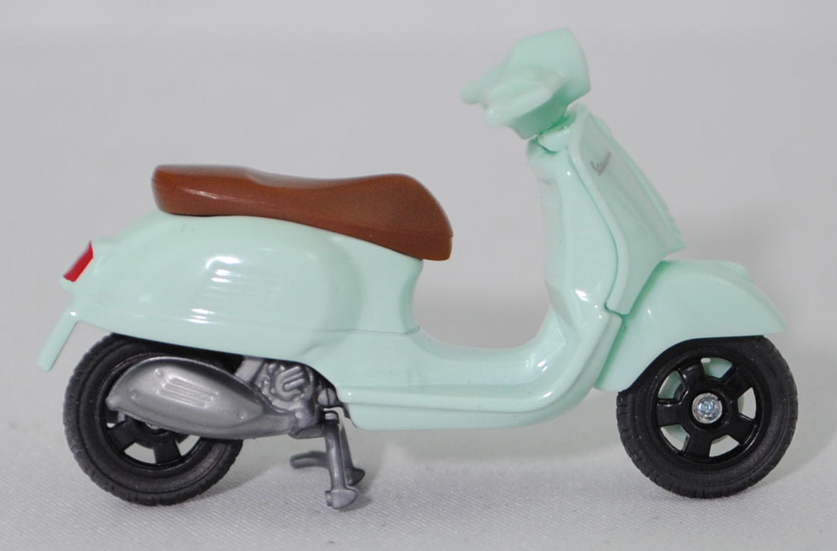 00000 Vespa 125 GTS Super (6. Generation, Baureihe GTS, Modell 2019-), Frontschild mit Fahrgestell blass-lichtgrün (grün relax VK), SIKU SUPER, 1:34, P29f