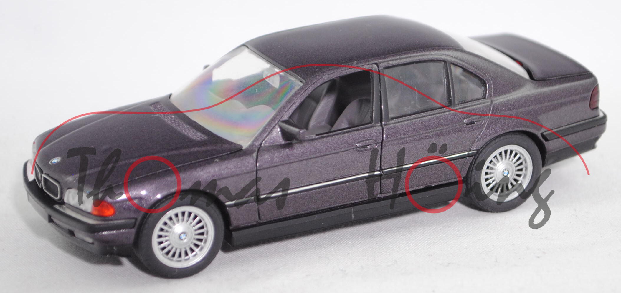 BMW 750i (E38, Mod. 1994-1998), hell-graubraunmet., Nebelscheinwerfer rechts weg, Schabak, 1:43, mb