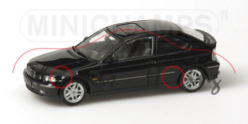 BMW 325ti compact (E46/5), Modell 2001-2003, black saphire, Minichamps, 1:43, PC-Box