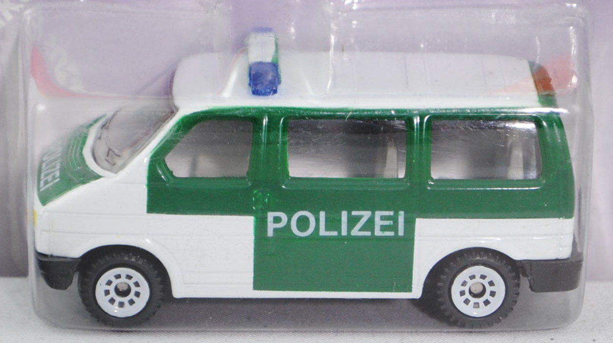 VW T4 Caravelle (Modell 1990-1995) Polizei-Mannschaftswagen, reinweiß/hell-moosgrün, innen lichtgrau