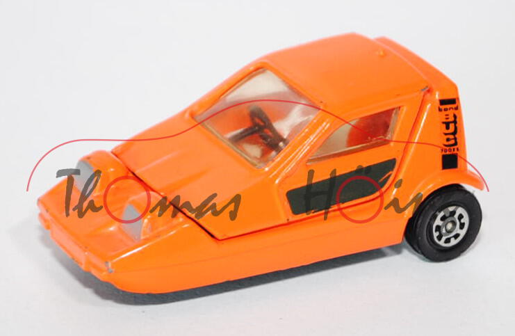 Reliant Bond Bug 700ES, hellrotorange, Kabine zu öffnen, CORGI TOYS, 1:43, Modell 1974, minimale Far