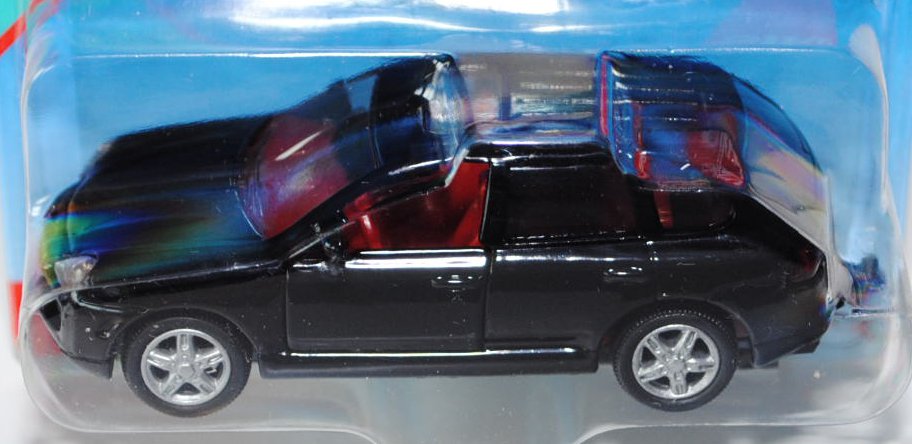 00006 Porsche Cayenne Turbo (Typ 9PA), Modell 2002-2007, schwarz, innen karminrot, Lenkrad karminrot