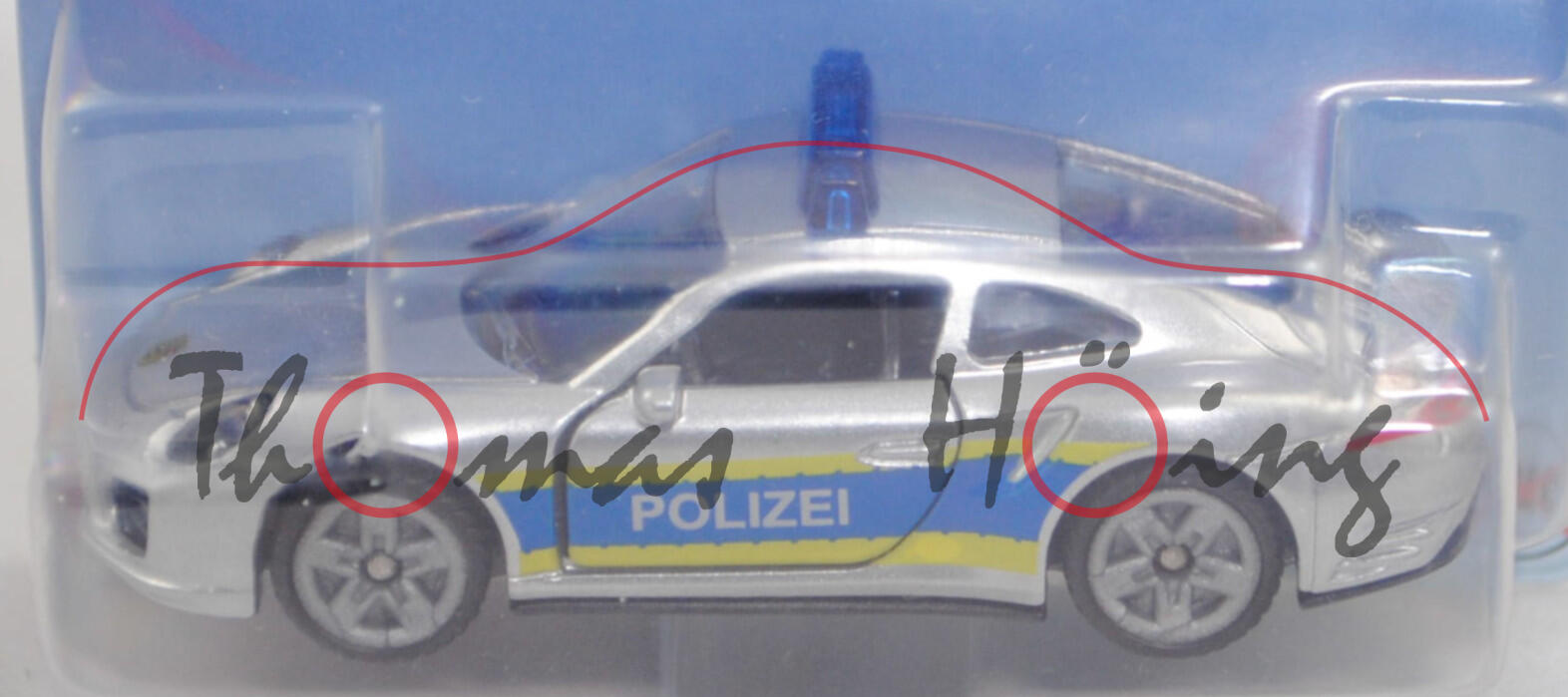 00003 Porsche 911 Turbo S (991.2, Modell 15-18) Autobahnpolizei, weißalu, B47 grau, SIKU, 1:56, P29e