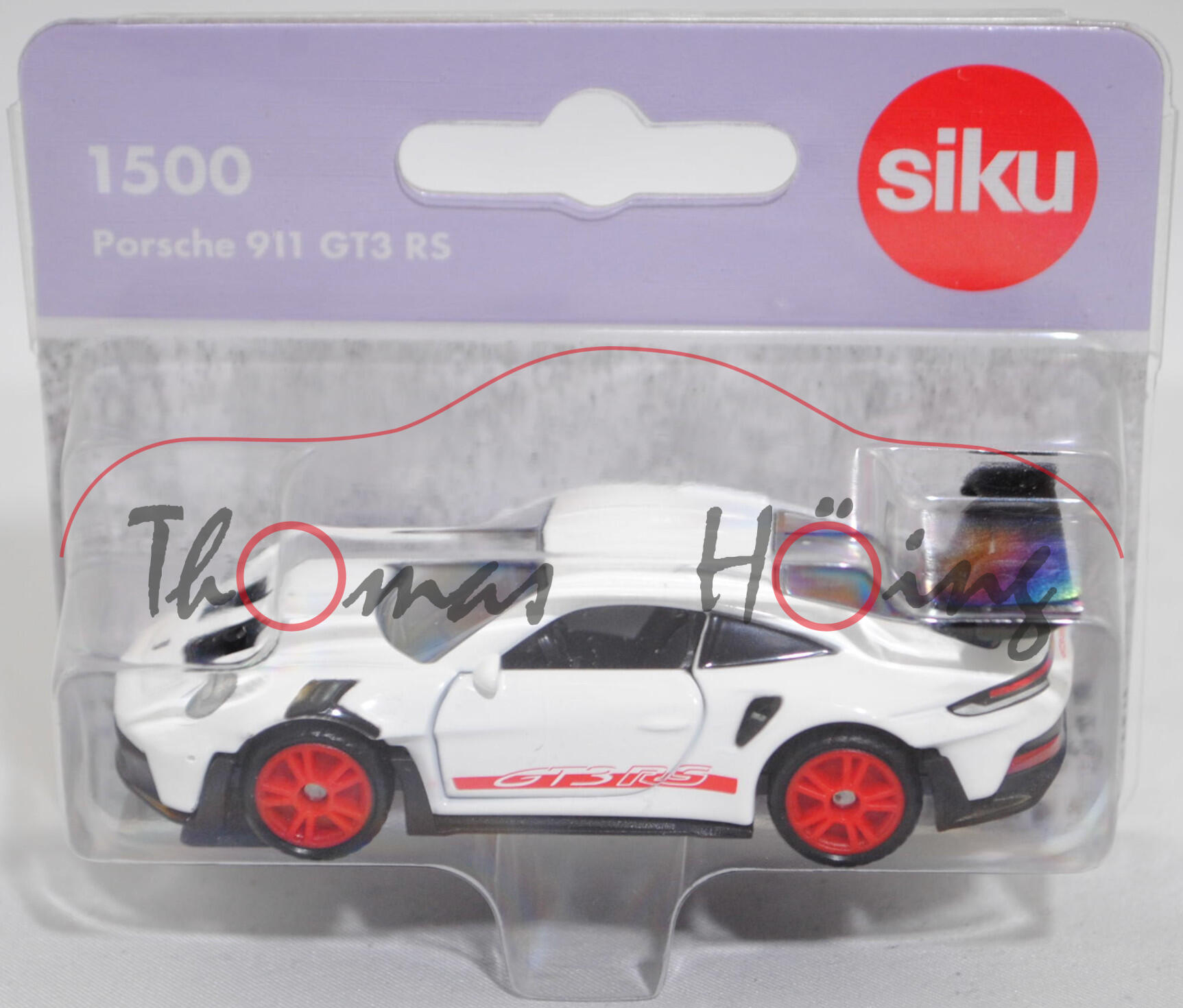 00000 Porsche 911 GT3 RS (8. Generation Porsche 911 oder 6. RS-Generation, Typ 992 bzw. 992.1, Modell 2022-2024), weiß, SIKU SUPER, P29f
