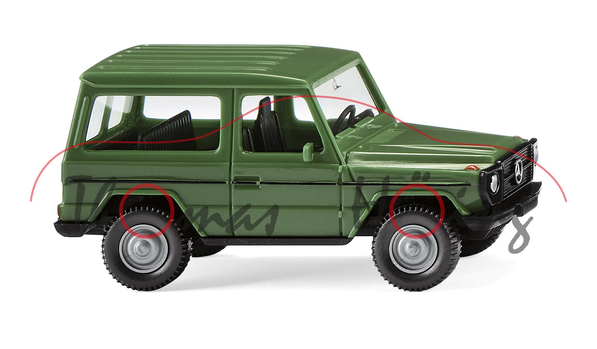 Mercedes-Benz G-Klasse Stationswagen (1. Gen., Mod. 79-85), grün (vgl. agavengrün), Wiking, 1:87, mb