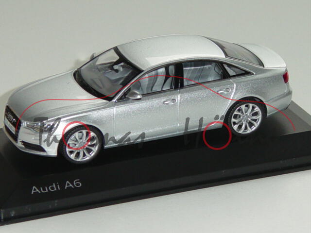 Audi A6 (C7, Typ 4G), Modell 2011-, eissilber, Schuco, 1:43, Werbeschachtel