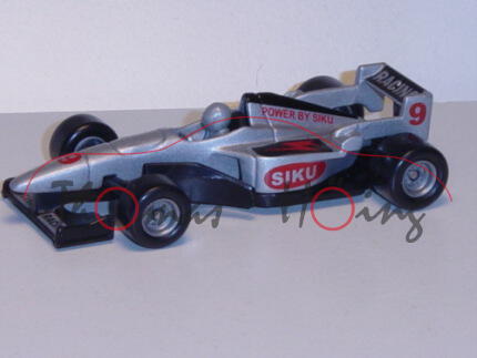 00001 Formel I Rennwagen, silbergraumetallic/schwarz, innen schwarz, Lenkrad silbergraumetallic, RAC