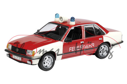 Opel Rekord E1 (Modell 1977-1982), verkehrsrot/cremeweiß, FEUERWEHR, Schuco, 1:43, PC-Box (Limited)