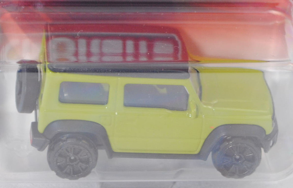 Suzuki Jimny (2. Gen., Typ GJ, Modell 2018-), hell-farngrün, Dach mattschwarz, majorette, 1:53, mb