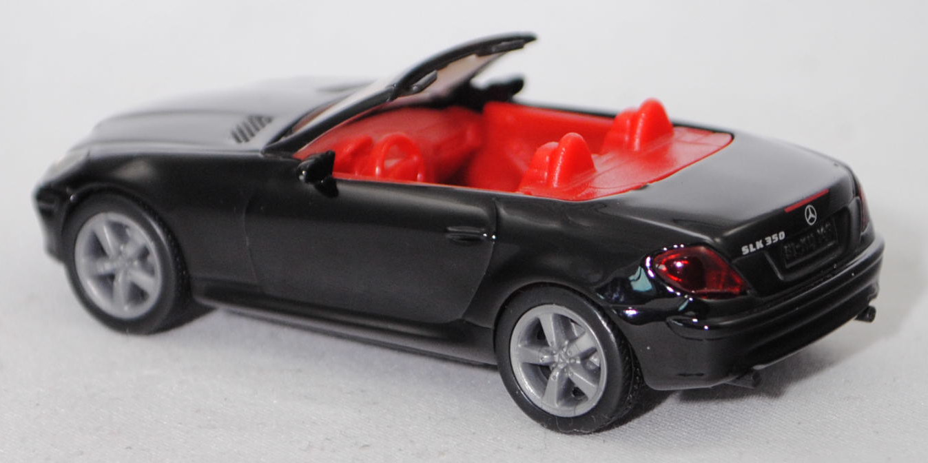 00004 Mercedes-Benz SLK 350 (interne Baureihenbezeichnung R 171, Vor-MoPf, Modell 2004-2008), schwarz, innen rot/schwarz, Bpr. 1002, SIKU SUPER, 1:55, m