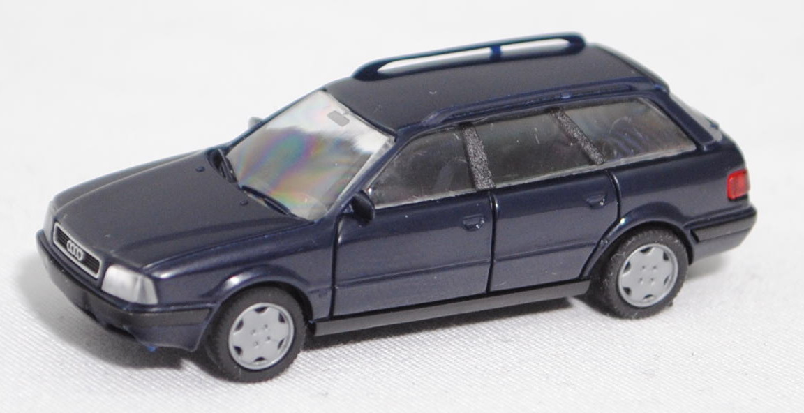 Audi 80 Avant 2.0 (B4, Typ 8C, Modell 92-95), stahlblau (vgl. brillantblau), Rietze, 1:87, Werbebox