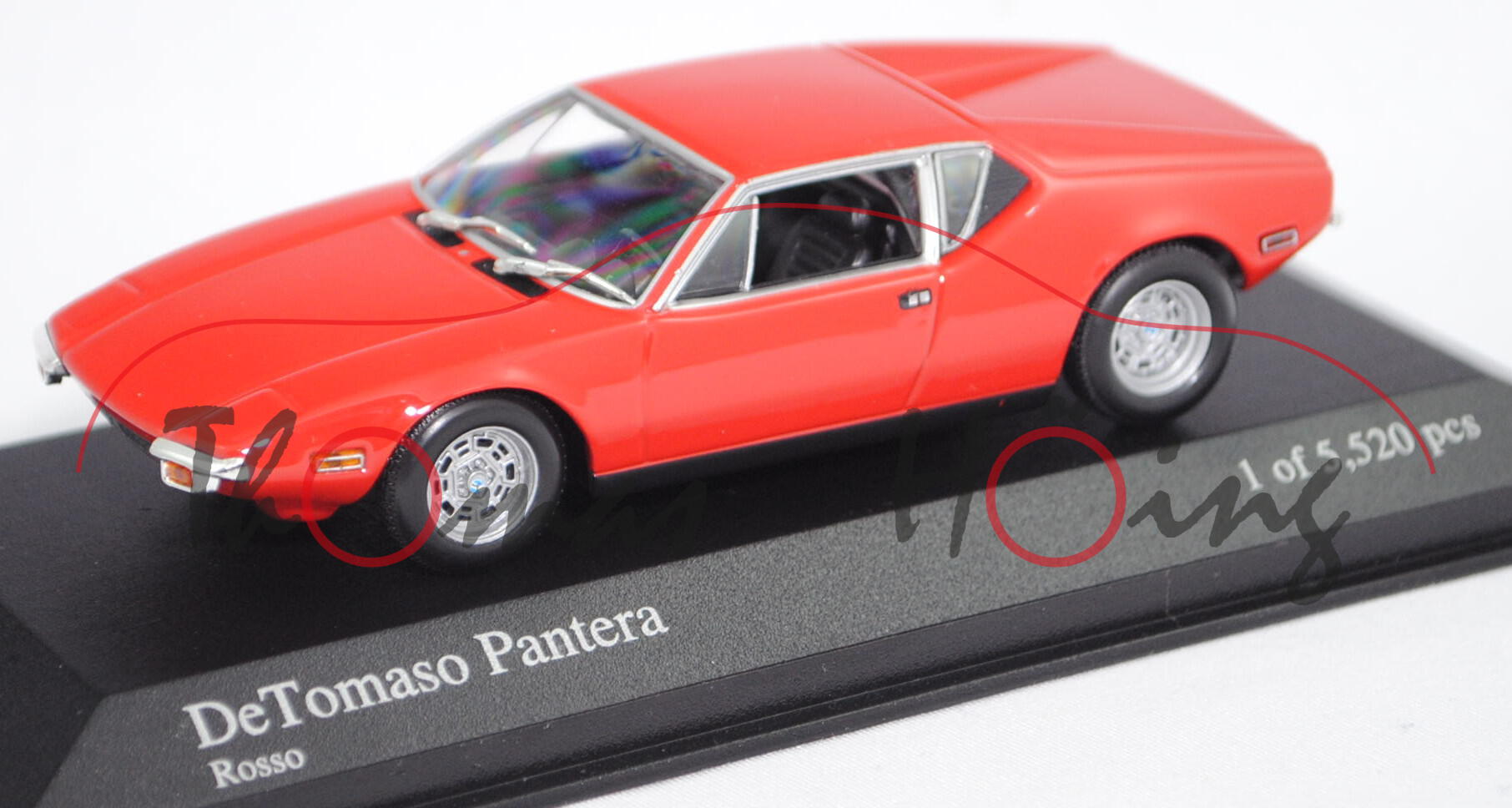 De Tomaso Pantera (1. Serie, Tipo 874, Modell 71-74, Baujahr 1972), rosso, Minichamps, 1:43, PC-Box