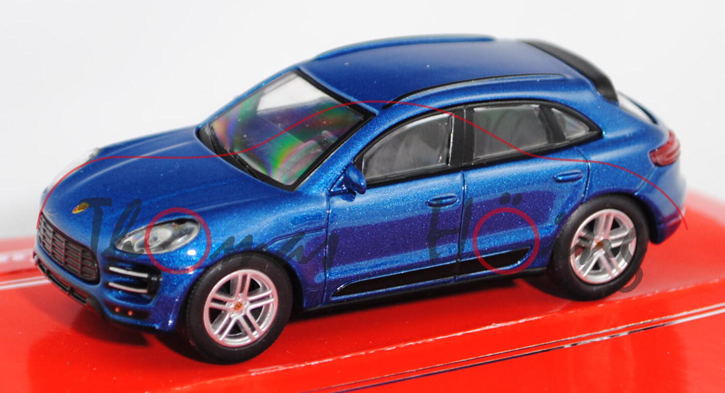 Porsche Macan Turbo (Typ 95B, Modell 2014-), signalblaumetallic, Schuco, 1:64, mb (EAN 4007864201372)