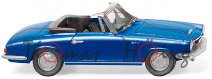 Glas 1700 GT Cabrio, Modell 1964, blaumetallic, Verdeck schwarz, Wiking, 1:87, mb