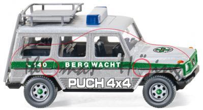 Puch G, Mj. 1975, silber/moosgrün, C 140 BERGRETTUNG / PUCH 4x4, Wiking, 1:87, mb